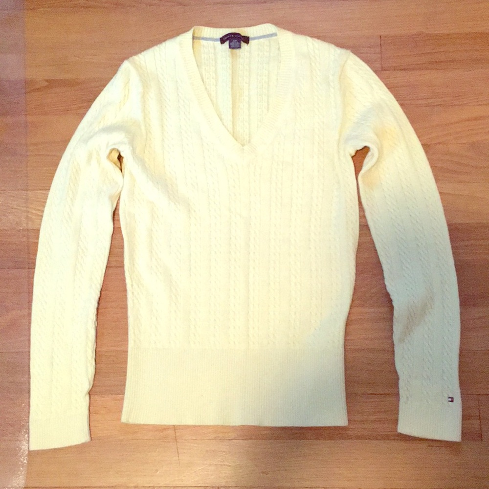 Yellow Tommy Hilfiger v neck sweater